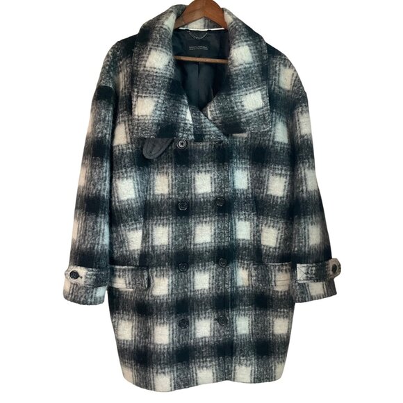 Banana Republic Jackets & Blazers - Banana Republic Womens Large P Coat Italian Wool Blend Plaid Check Double Breast